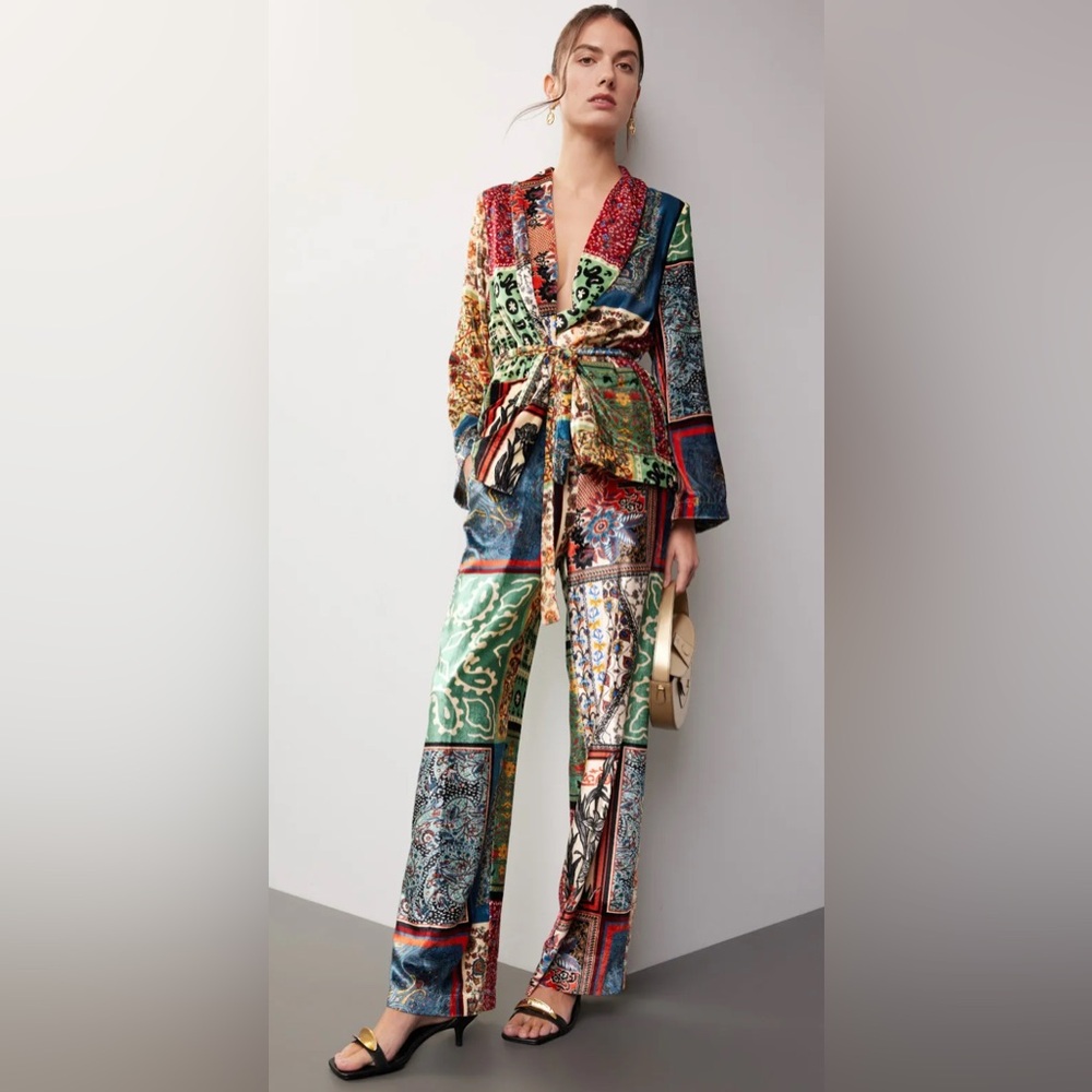 SFIZIO Patchwork Velvet Trousers Rent the Runway Preloved 8 $385 - Picture 5 of 6